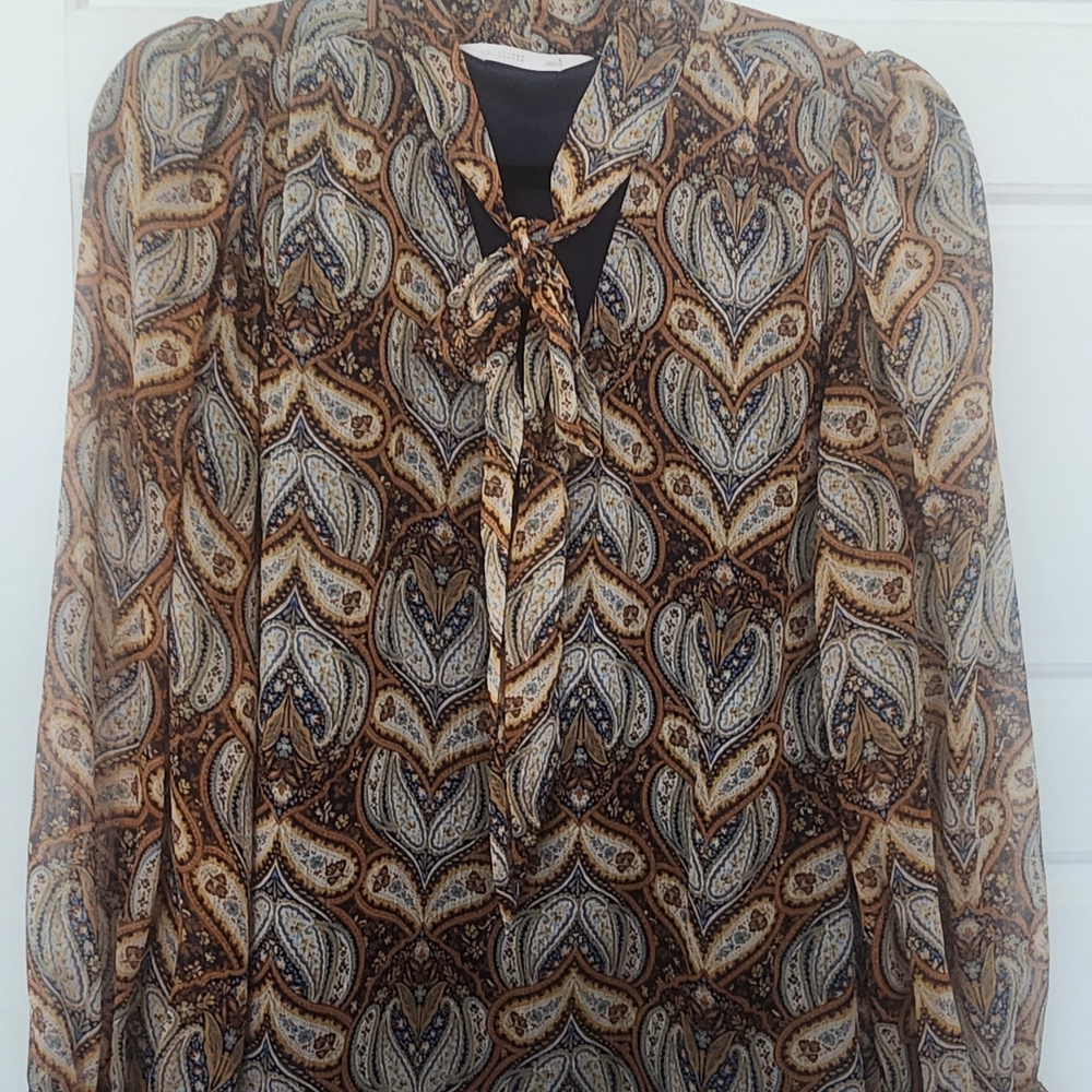 LC Lauren Conrad Brown Paisley Blouse